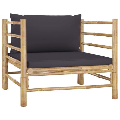 vidaXL Tuinbank met donkergrijze kussens bamboe, Tuin en Terras, Tuinsets en Loungesets, Nieuw, Hout, Verzenden