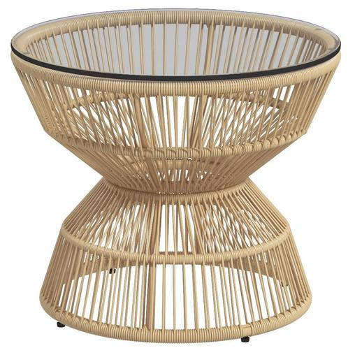 TRUUSK Bijzettafel Rattan Ø60 Cm Salontafel Tuintafel Met Ge, Tuin en Terras, Overige Tuin en Terras, Nieuw, Verzenden