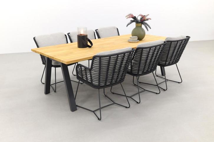 4 Seasons Fabrice Antraciet/Ambassador 240x100 cm. tuinset -, Tuin en Terras, Tuinsets en Loungesets, Tuinset, Nieuw, Overige materialen