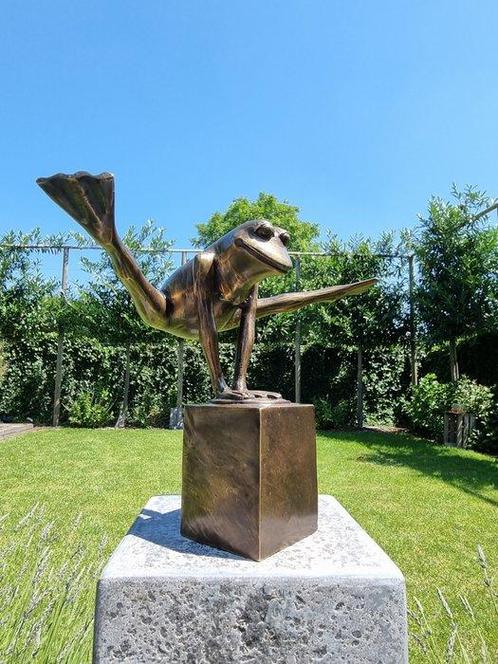 Beeldje - Jumping frog - Brons, Antiek en Kunst, Kunst | Designobjecten