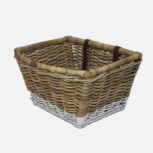 Wicked Rieten Fietsmand Buikmand Grijs Wit, Fietsen en Brommers, Fietsaccessoires | Fietsmanden, Nieuw, Verzenden