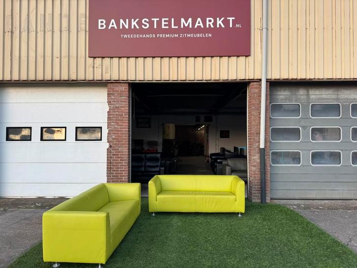 Banken GELDERLAND type 4800 bankstel groen leer design sofa, Huis en Inrichting, Banken | Bankstellen, Rechte bank, Zo goed als nieuw