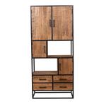 Vakkenkast Mangohout Lowen 90 cm, Huis en Inrichting, Nieuw, 50 tot 100 cm, Industriële meubels, 25 tot 50 cm