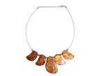 Veiling - Baltisch Amber Statement Collier met Sun Spangles, Nieuw