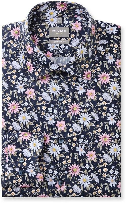 Olymp Luxor Kleurrijke Bloemenprint maat 48 Heren, Kleding | Heren, Overhemden, Roze, Nieuw, Verzenden