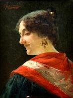 Pompeo Massani (1850-1920) - Ritratto di popolana, Antiek en Kunst, Kunst | Schilderijen | Klassiek