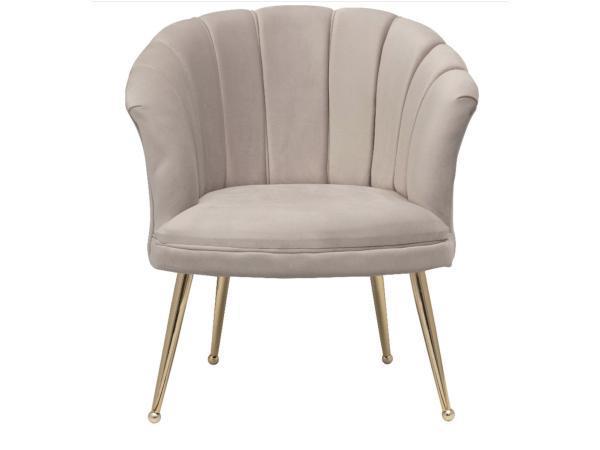 Veiling - Bella Home - Schelpfauteuil velvet creme - gouden, Huis en Inrichting, Fauteuils