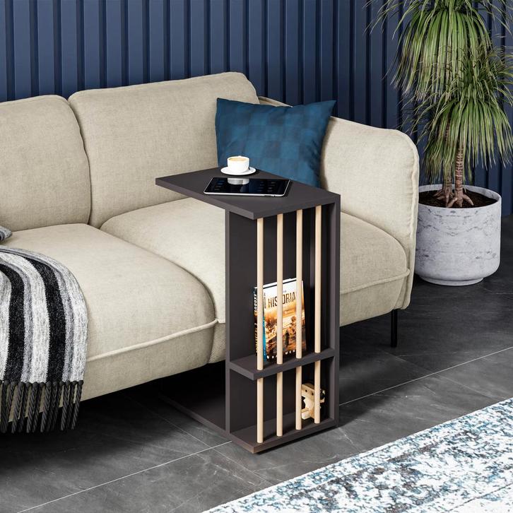 [en.casa] Bijzettafel Siikainen laptoptafel op wielen 44x29x, Huis en Inrichting, Tafels | Bijzettafels, Verzenden