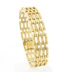 Gouden fantasie/tank schakel armband | 19 cm, Sieraden, Tassen en Uiterlijk, Armbanden, Ophalen of Verzenden, Gebruikt, Overige kleuren
