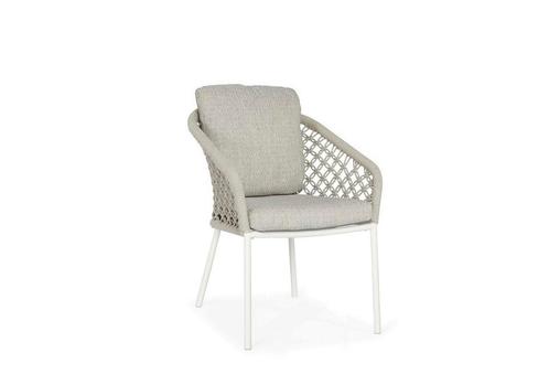 Suns Nappa eetstoel Macramé weaving soft grey - matt white |, Tuin en Terras, Tuinsets en Loungesets, Ophalen of Verzenden