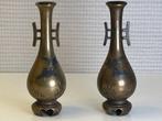 Vaas - Brons - Japan - Meiji periode (1868-1912) - 2 bronzen, Antiek en Kunst