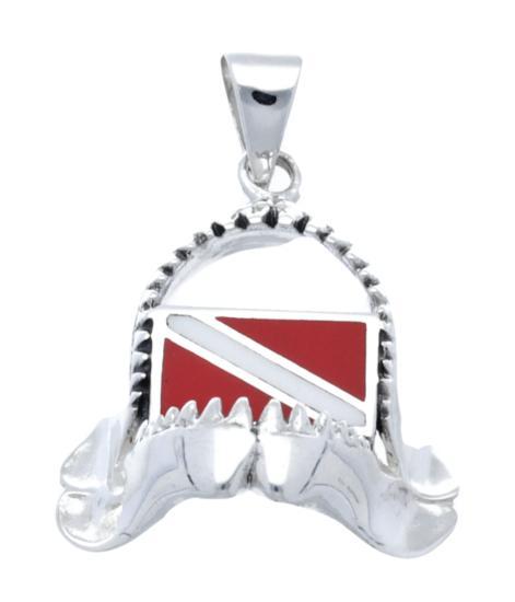 Zilveren Duikvlag in Haaienbek kettinghanger, Sieraden, Tassen en Uiterlijk, Kettinghangers, Verzenden