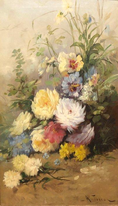 Aurelio Tolosa (1861-1938) - Tendre Évocation du Printemps, Antiek en Kunst, Kunst | Schilderijen | Klassiek