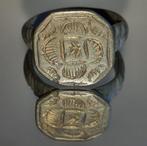 Middeleeuws Brons Wapenschild bronzen ring .Zilver verguld.