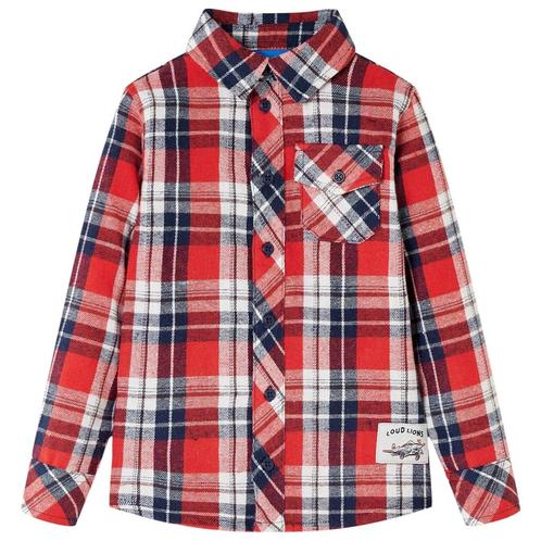 vidaXL Kinderoverhemd geruit 104 rood en marineblauw, Kinderen en Baby's, Kinderkleding | Overige, Nieuw, Verzenden