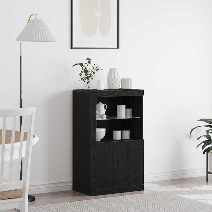 vidaXL Bijzetkast Zwart eiken 60.5 x 37 x 100 cm Bewerkt, Huis en Inrichting, Kasten | Overige, Nieuw, Verzenden