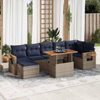 vidaXL 8-delige Loungeset met kussens poly rattan acacia, Verzenden, Nieuw, Rotan, Loungeset