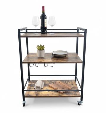 IvoQ Industriële Houten Serveerwagen op Wielen beschikbaar voor biedingen