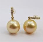 Oorbellen - 14 karaat Geel goud - 0.08ct. tw. - 11x12mm, Sieraden, Tassen en Uiterlijk, Oorbellen, Nieuw