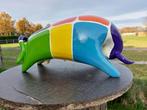 Beeld, garden statue modern colored bull - 26 cm - polyresin