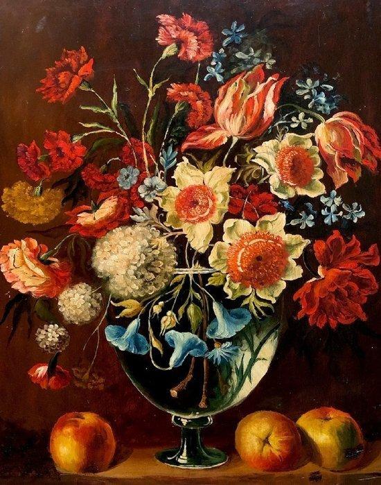 École Espagnole (c. 1900) - Vase à Fleurs (Daprès Juan de, Antiek en Kunst, Kunst | Schilderijen | Klassiek