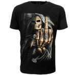 Grim Reaper Tribal Middelvinger T-Shirt Zwart / Grijs, Kleding | Heren, Nieuw