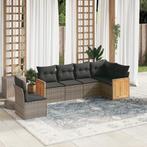 vidaXL 6-delige Loungeset met kussens poly rattan grijs, Verzenden, Nieuw, Rotan, Loungeset