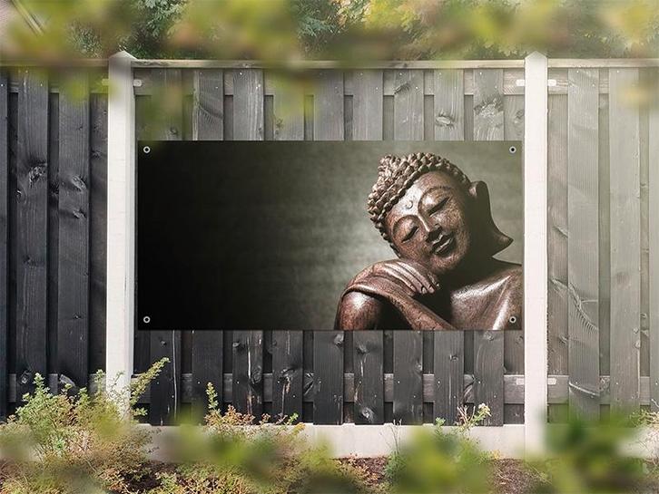 NR 1221: Tuinposter Boeddha bruin 90x180cm, Tuin en Terras, Tuinwanddecoratie, Nieuw