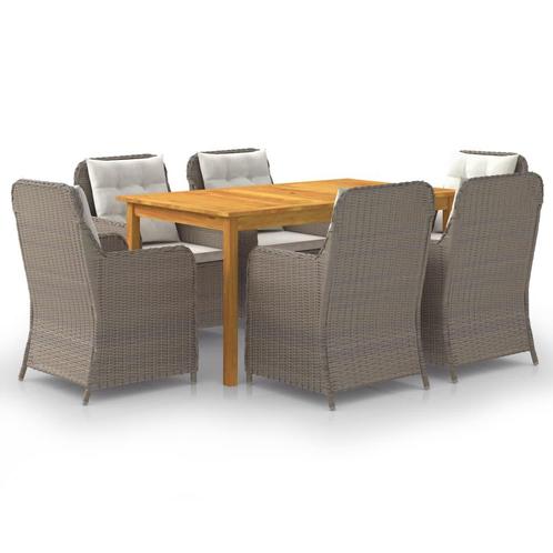 vidaXL 7-delige Tuinset bruin, Tuin en Terras, Tuinsets en Loungesets, Tuinset, Nieuw, 6 zitplaatsen, Hardhout, Verzenden