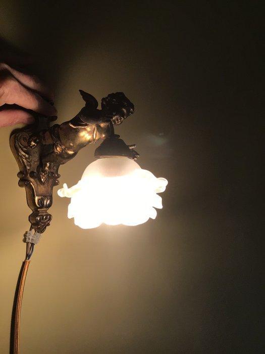 Lamp ornament (2) - Legering - Set engel wandlampjes, Antiek en Kunst, Curiosa en Brocante