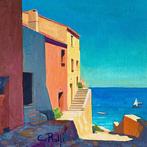 Claudio Rolfi (1960) - Paese sul mare, Antiek en Kunst, Kunst | Schilderijen | Modern