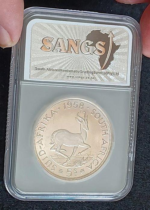 Zuid-Afrika. 5 Shilling 1958 Springbok Elizabeth II 5S 50%, Postzegels en Munten, Munten | Europa | Niet-Euromunten