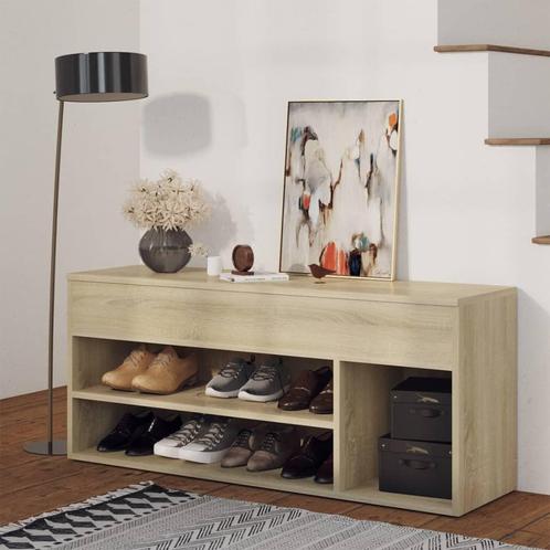 vidaXL Schoenbank 105x30x45 cm bewerkt hout sonoma, Huis en Inrichting, Kasten | Schoenenrekken, Nieuw, Verzenden