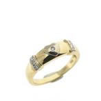 18 Krt. Bicolor gouden ring met hartje en diamant 0,07 ct., Gebruikt, Overige kleuren, Ophalen of Verzenden, 17 tot 18