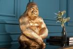 Decoratief Gorilla-figuur KONG 40cm goud handgemaakt metalen, Ophalen of Verzenden, Nieuw