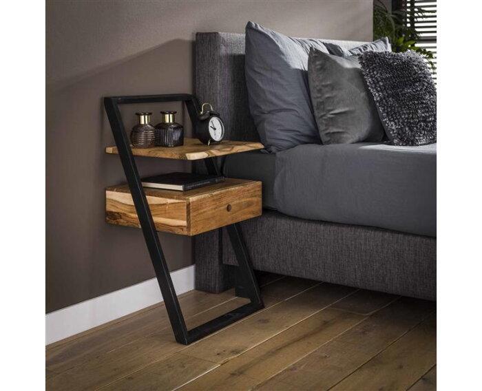 Nachtkastje Lean acacia - Naturel, Huis en Inrichting, Slaapkamer | Nachtkastjes, Nieuw, Ophalen of Verzenden