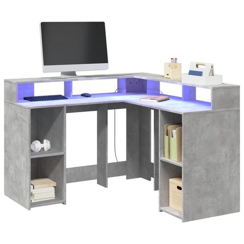 vidaXL Bureau met LED-verlichting 130x130x91 cm hout, Huis en Inrichting, Bureaus, Nieuw, Verzenden