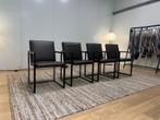 NIEUWSTAAT 4x Leolux Window Eetkamerstoel Leer, Huis en Inrichting, Bruin, Leer, Ophalen of Verzenden, Zo goed als nieuw