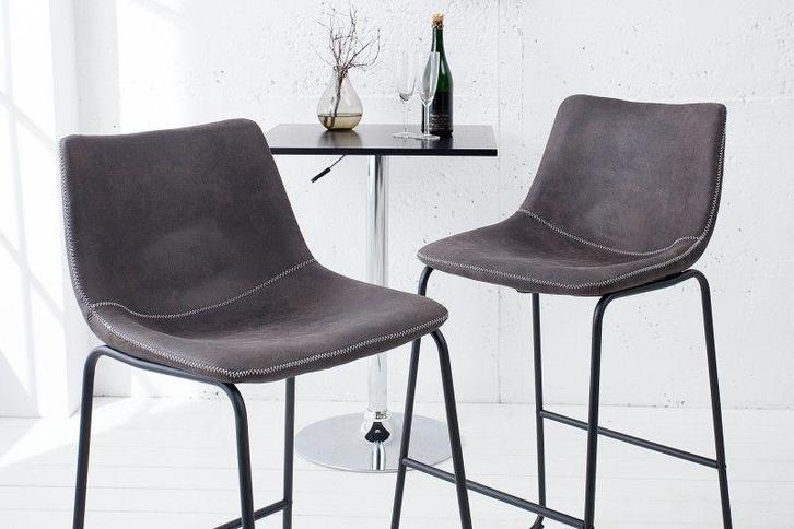 Industrieel design barstoel DJANGO vintage grijs met ijzeren, Huis en Inrichting, Barkrukken, Ophalen of Verzenden