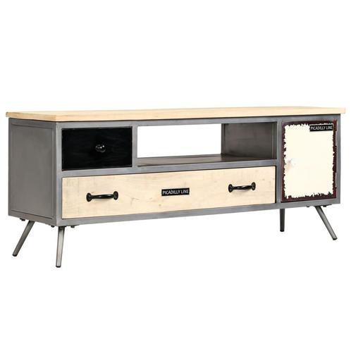 vidaXL Tv-meubel 120x30x45 cm massief mangohout en staal, Huis en Inrichting, Kasten | Televisiemeubels, 25 tot 50 cm, Nieuw, Overige houtsoorten