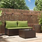 vidaXL 3-delige Loungeset met kussens poly rattan bruin, Verzenden, Nieuw, Rotan, Loungeset