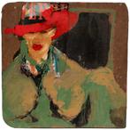 Schilderij: Dame met rode lippen, Antiek en Kunst, Kunst | Schilderijen | Klassiek, Ophalen