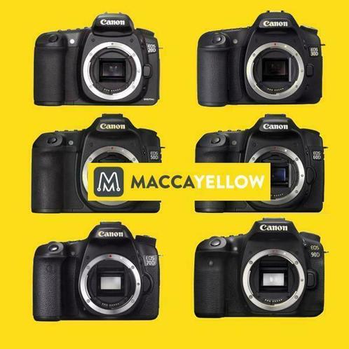 Canon EOS 90D en andere cameras bij MACCA yellow, Audio, Tv en Foto, Fotocamera's Digitaal, Spiegelreflex, Zo goed als nieuw, Canon