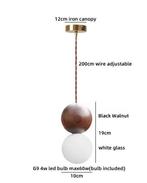 Moderne Houten LED Hanglamp – Glazen Bol Kroonluchter Woonka, Huis en Inrichting, Verzenden, Nieuw