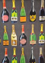 Exclusief Champagne-stof met prestigieuze flessen. - Textiel, Antiek en Kunst