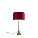 Art Deco tafellamp brons velours kap rood 35 cm - Pisos, Huis en Inrichting, Lampen | Tafellampen, Verzenden, Nieuw, Art Deco