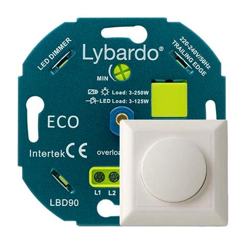 LED dimmer incl. afdekraam Lybardo 0-125W | Fase afsnijding, Doe-het-zelf en Verbouw, Elektra en Kabels, Overige typen, Nieuw