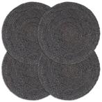 vidaXL Placemats 4 st rond 38 cm jute donkergrijs, Verzenden, Nieuw, Grijs