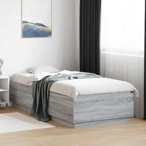 vidaXL Bedframe bewerkt hout grijs sonoma eikenkleurig, Huis en Inrichting, Slaapkamer | Bedden, 100 cm, 200 cm, Grijs, Eenpersoons