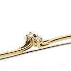 Gouden broche met diamanten | 0,08 ct. (smalle broche), Sieraden, Tassen en Uiterlijk, Broches, Gebruikt, Overige kleuren, Ophalen of Verzenden